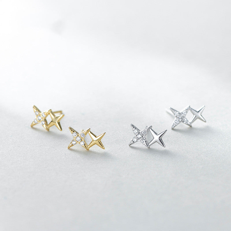 Sterling Silver Star Stud Earrings (925)