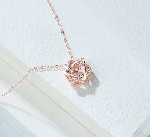 925 Silver Hexagon Star Pendant Necklace