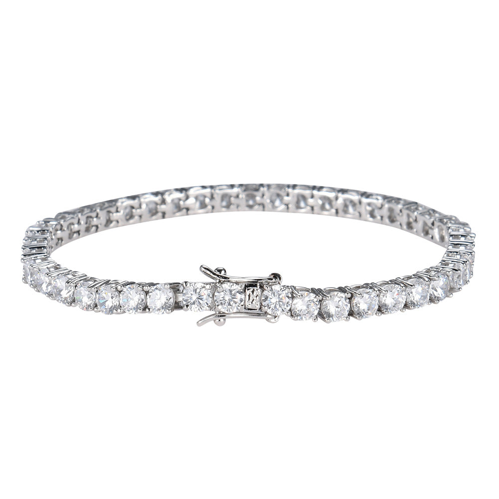 Tennis Bracelet with Zirconia Stones - Copper Hip-Hop Style