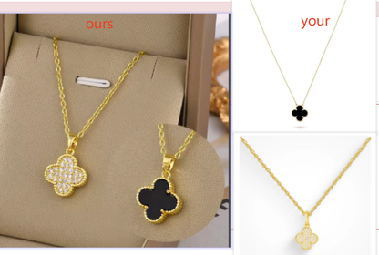 Charmed Titanium Steel Double-Sided Clover Necklace