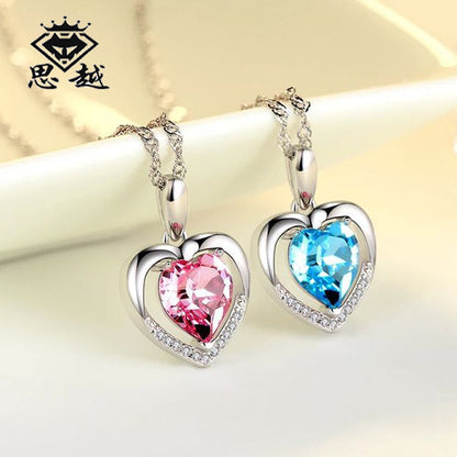 Sterling Silver Necklace with Crystal Pendant