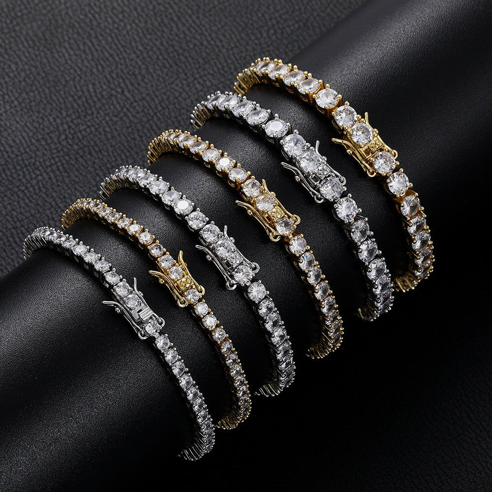 Tennis Bracelet with Zirconia Stones - Copper Hip-Hop Style
