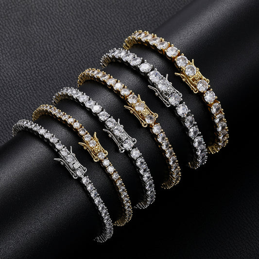 Tennis Bracelet with Zirconia Stones - Copper Hip-Hop Style
