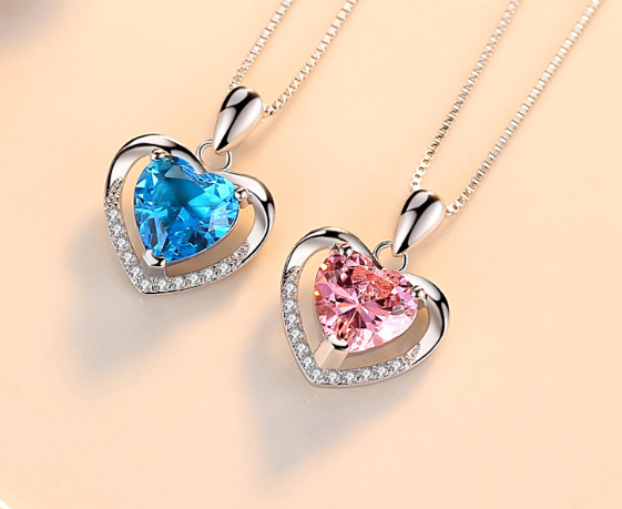 Sterling Silver Necklace with Crystal Pendant
