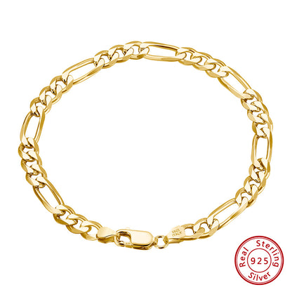 S925 Sterling Silver 5mm Figaro Chain Choker Bracelet