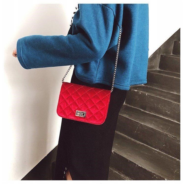 Trendy Elegant Velvet Shoulder Crossbody Bag