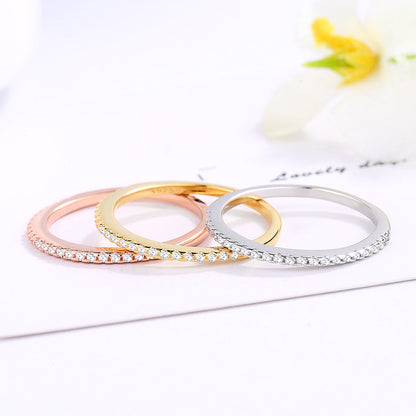 Sterling Silver Round Full Diamond Ring
