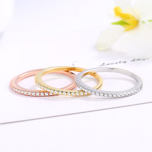 Sterling Silver Round Full Diamond Ring