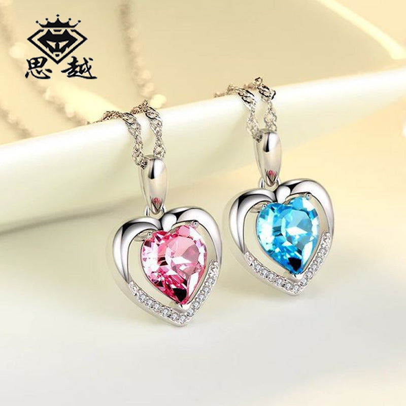 Sterling Silver Necklace with Crystal Pendant