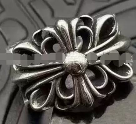 S925 Sterling Silver Cross Flower Ring