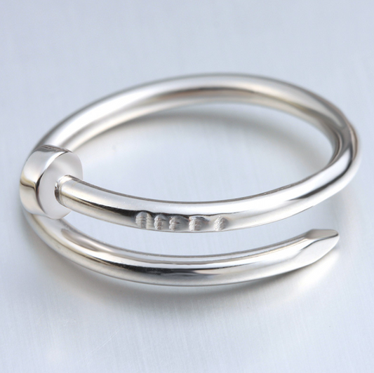 Silver Nail Open Ring - Adjustable Design