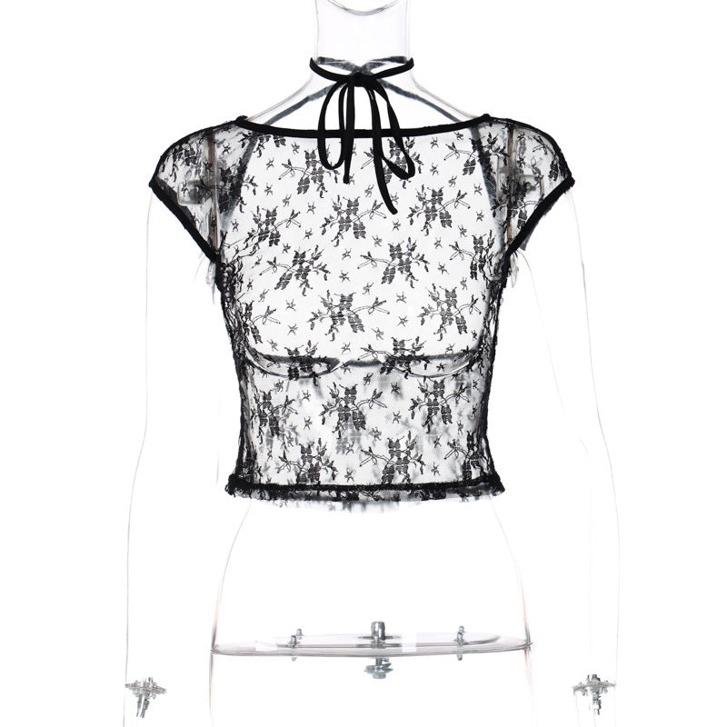 Trendy Lace Backless Crop Top