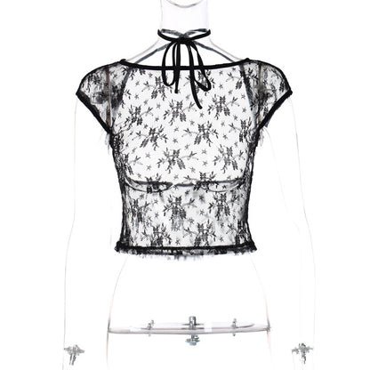 Trendy Lace Backless Crop Top