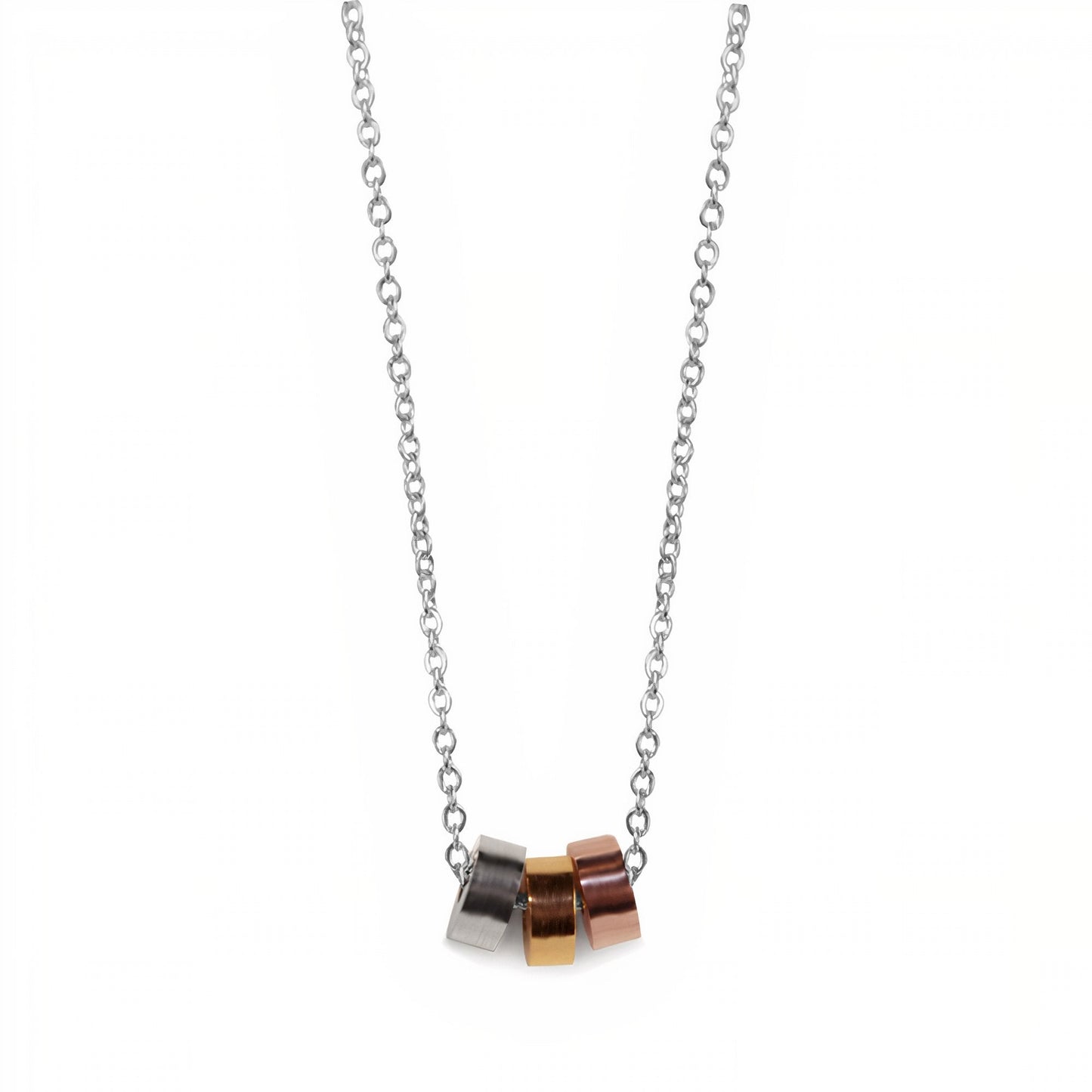 Triple Hoop Necklace- Silver