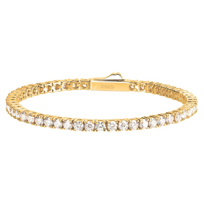 18K Yellow Gold Plated Silver Bracelet With 5.60 Carat Total Weight Moissanite (D Color Round Brilliant Shape VVS Clarity) Bracelet For Women Gift For Her Jewelry For Women Comes With Gift Box