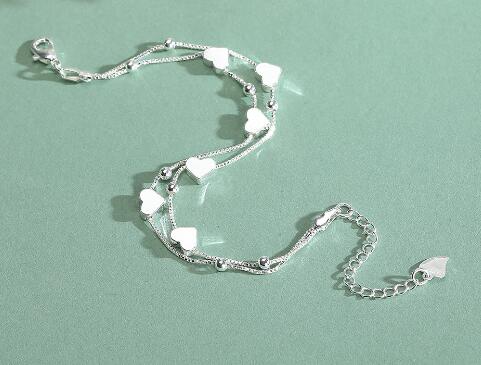 925 Silver Double-layer Heart Bracelet for Women (One)
