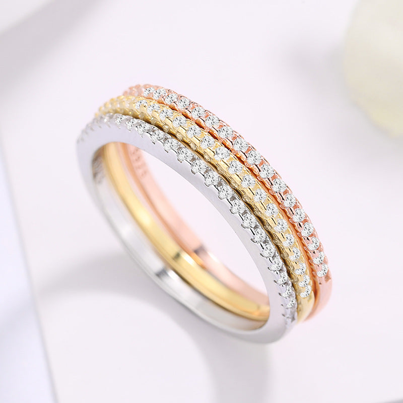 Sterling Silver Round Full Diamond Ring