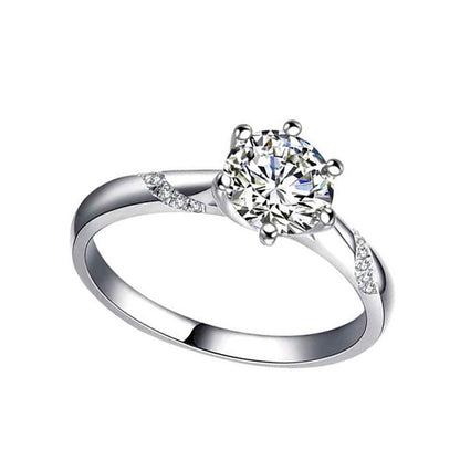 Silver Six-Prong Moissanite Diamond Engagement Ring