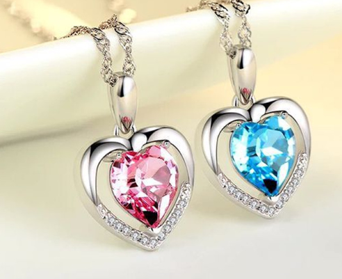 Sterling Silver Necklace with Crystal Pendant