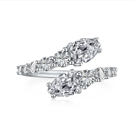 S925 Sterling Silver Zircon Open-End Ring