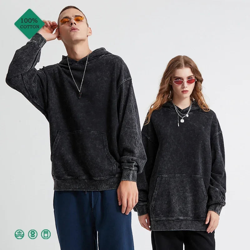 Retro Washed Cotton Oversized Hoodies