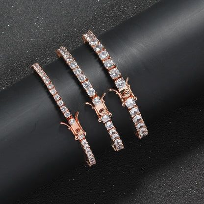 Tennis Bracelet with Zirconia Stones - Copper Hip-Hop Style