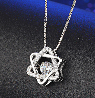 925 Silver Hexagon Star Pendant Necklace