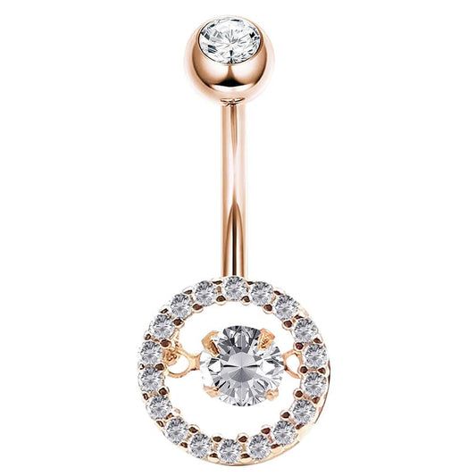 Arardo Sterling Silver Belly Button Rings Real 925 Sterling Silver 14G Smooth Surface Belly Piercing Sterling Silver Navel Piercing Rings Champagne Gold Circular CZ