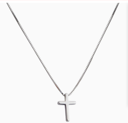 S925 Silver Minimalist Cross Box Chain Necklace