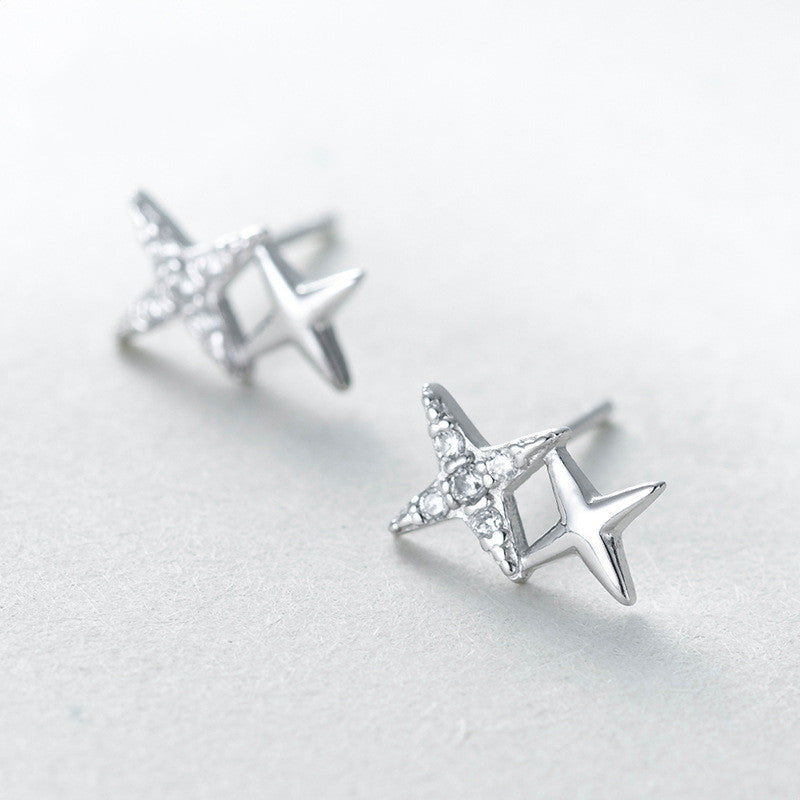 Sterling Silver Star Stud Earrings (925)