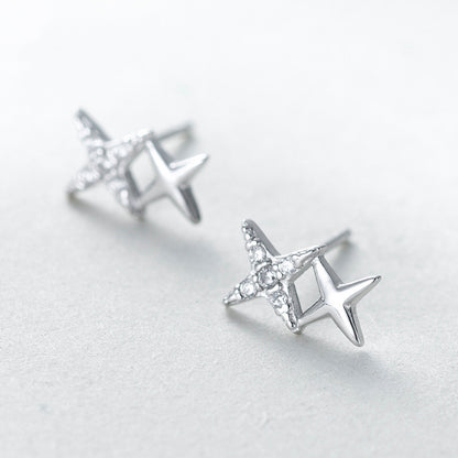 Sterling Silver Star Stud Earrings (925)