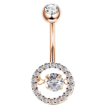 Arardo Sterling Silver Belly Button Rings Real 925 Sterling Silver 14G Smooth Surface Belly Piercing Sterling Silver Navel Piercing Rings Champagne Gold Circular CZ