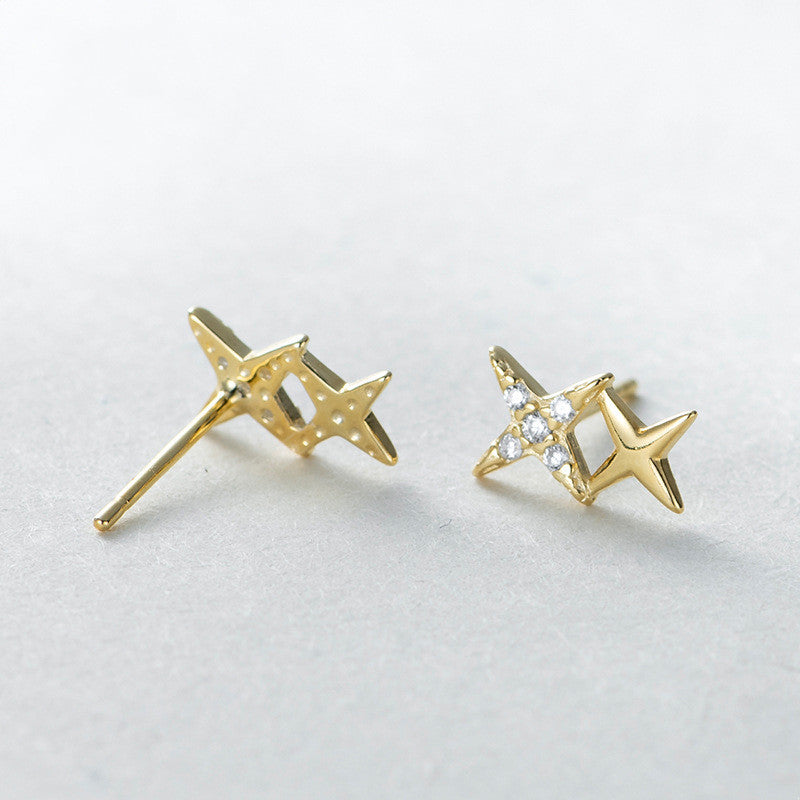 Sterling Silver Star Stud Earrings (925)