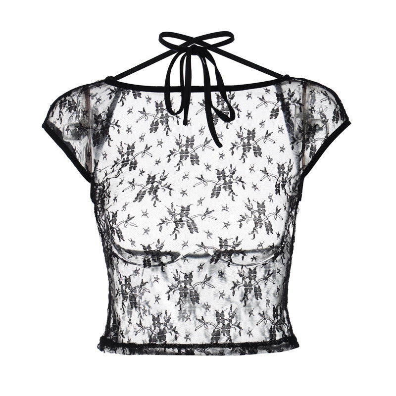 Trendy Lace Backless Crop Top