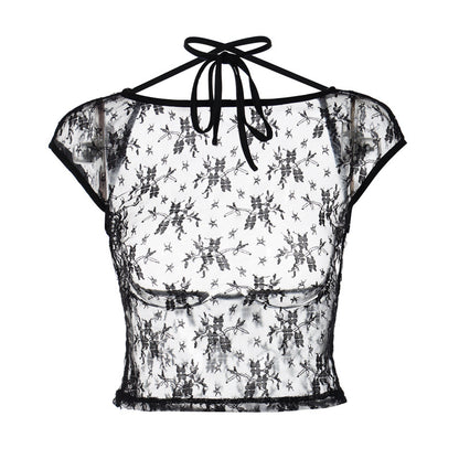 Trendy Lace Backless Crop Top