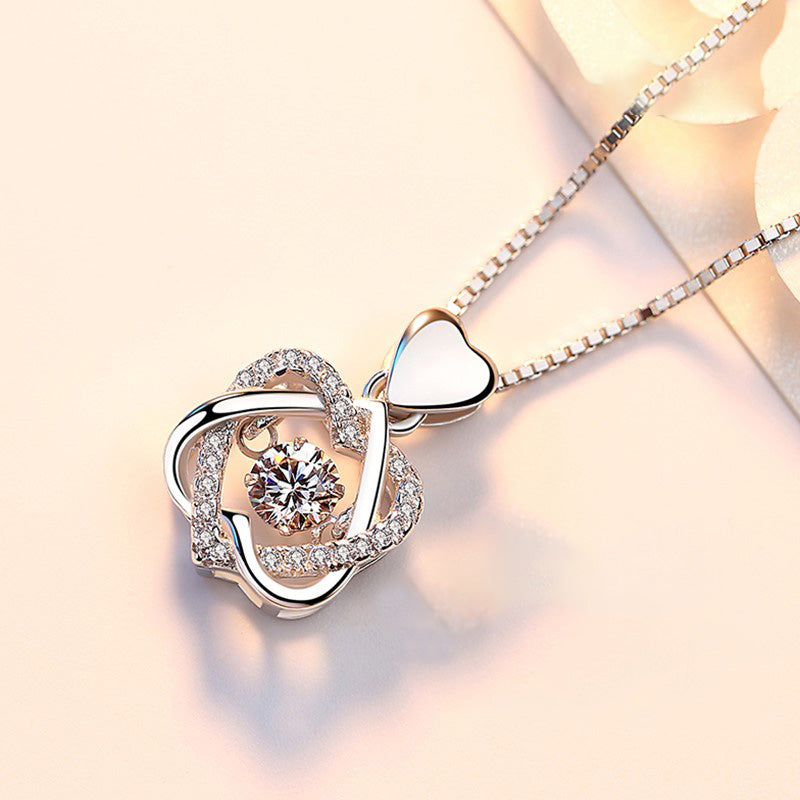 Rose Gold Heart Necklace for Women in 925 Silver