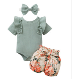 Summer Newborn Baby Set with Soft Cotton Stripes (One Set)