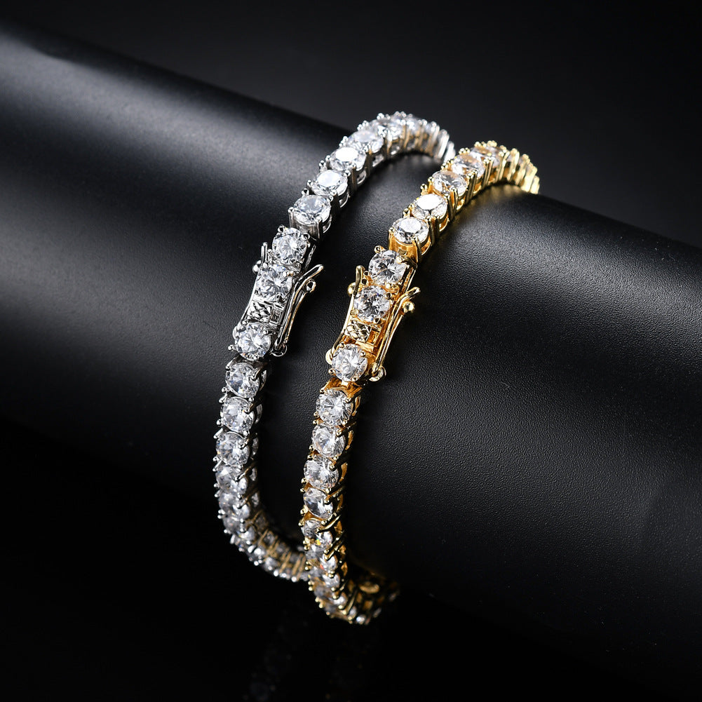 Tennis Bracelet with Zirconia Stones - Copper Hip-Hop Style